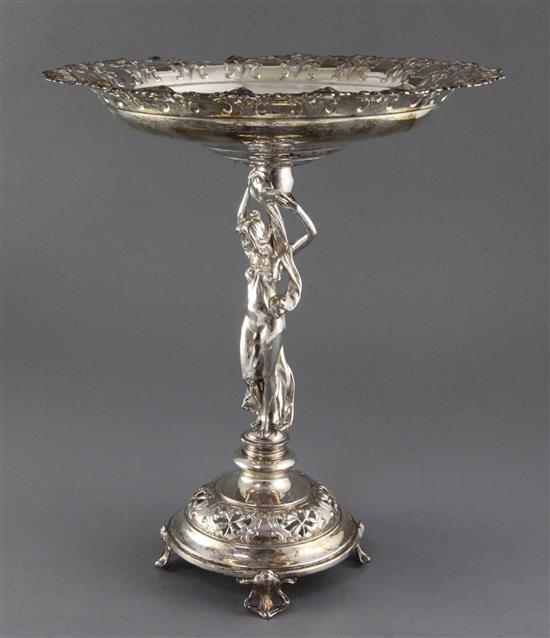 An Art Nouveau WMF silver plated centrepiece, height 37cm.